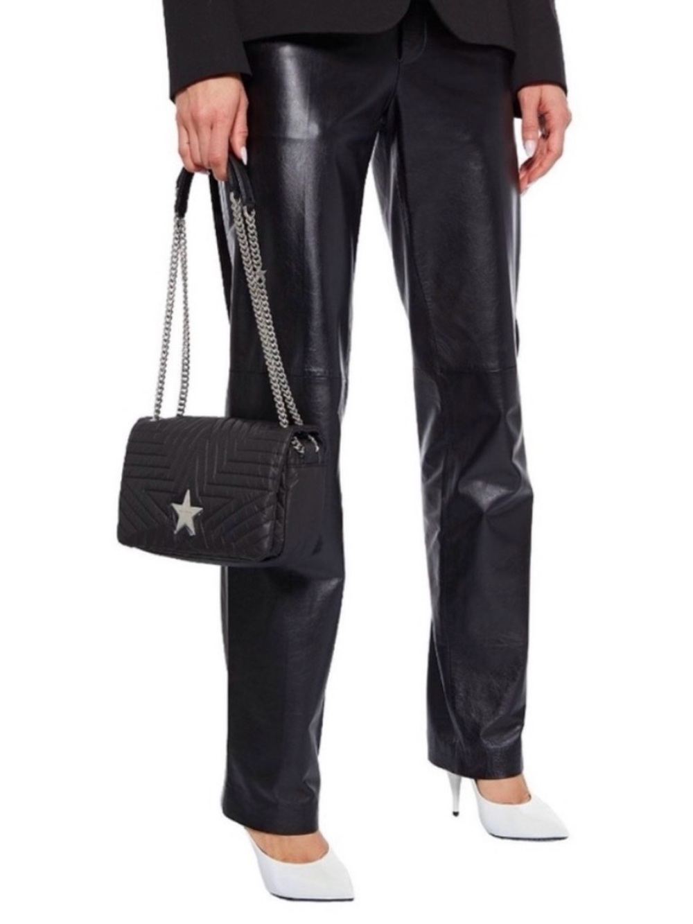 Stella McCartney Black Quilted Shoulder Bag with Silver Star